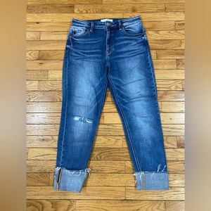 Kan Can Roll Cuff Straight Leg Jeans Size 28/9